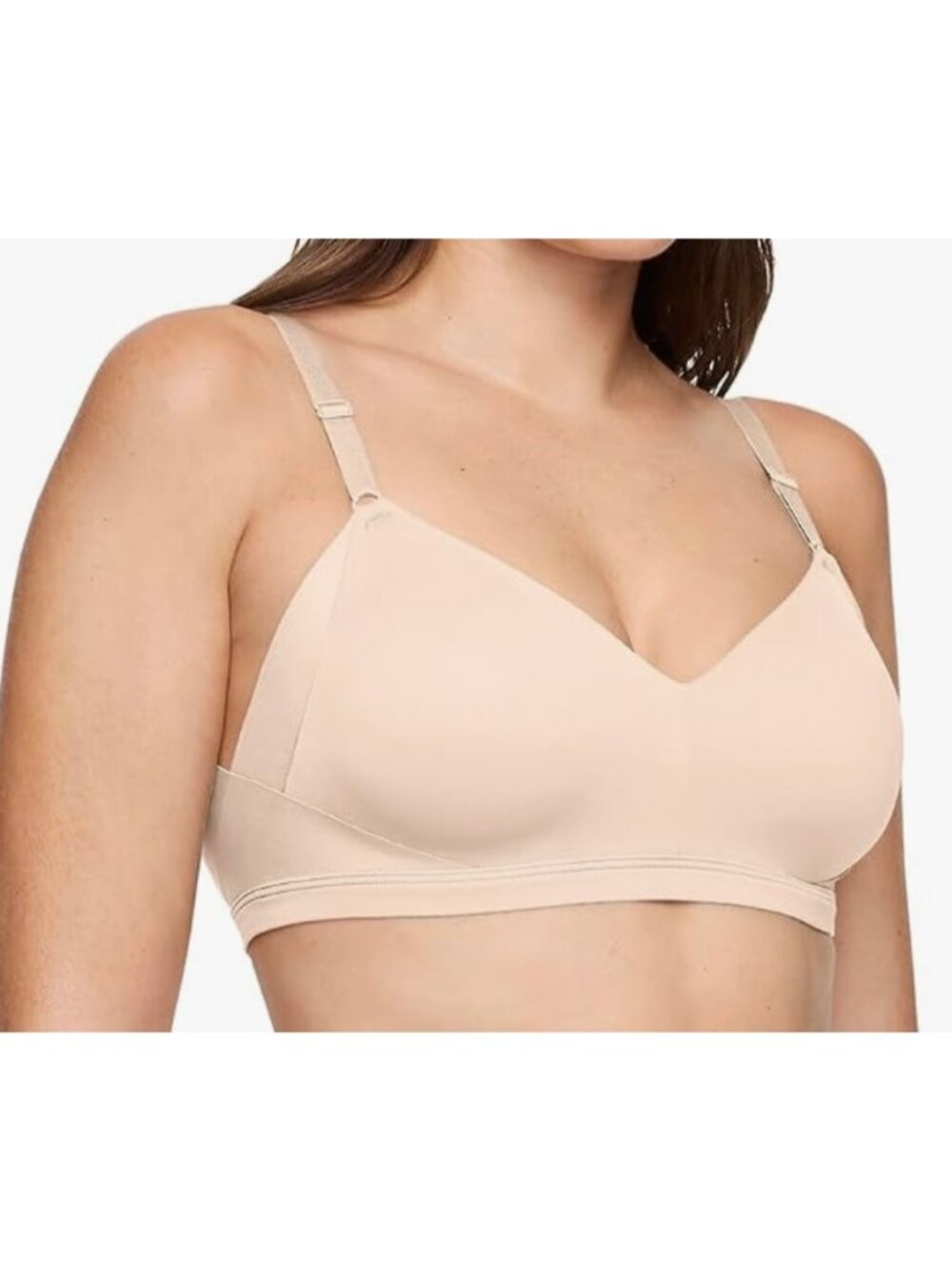 WARNER'S Solid Nude No Side Effects Wireless Lift T-Shirt Bra NWT Size 2XL